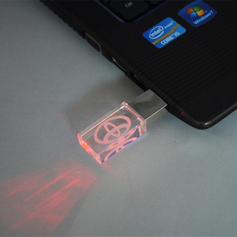 Red and Clear Block USB Inside Laptop