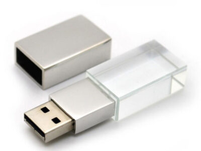 Clear Block USB Resting On Surface