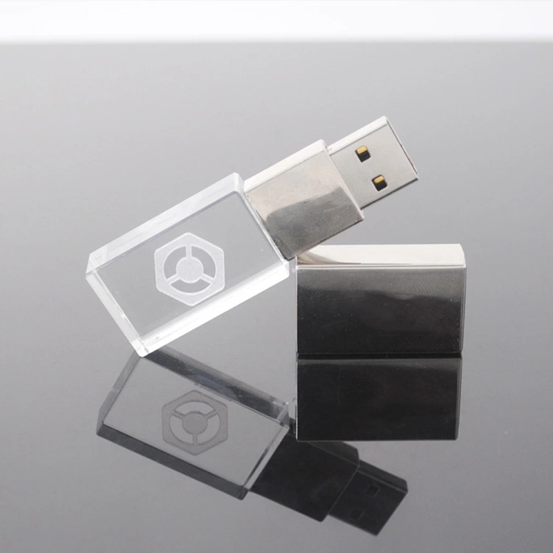 White and Clear Block USB Resting On Case