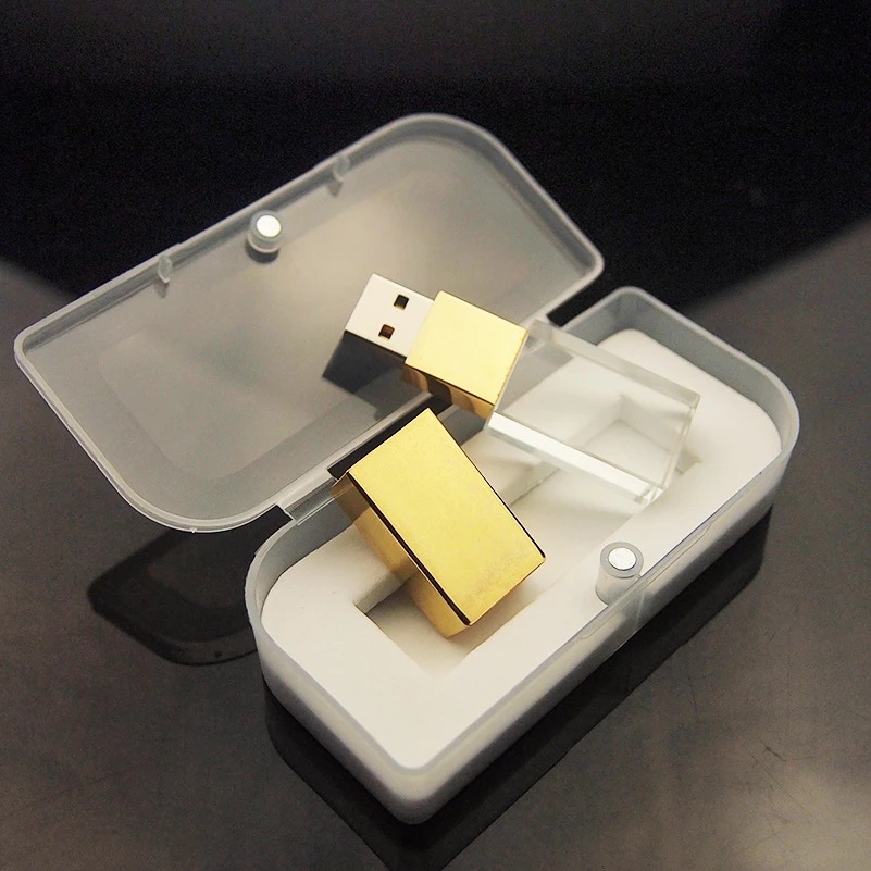 Gold Block USB Resting On Case