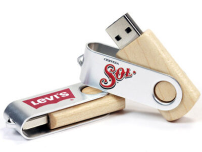 Branded wooden swivel usbs