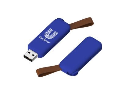 swivel blue usb with leather strap