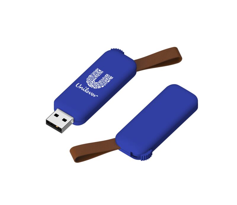 swivel blue usb with leather strap
