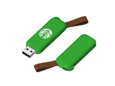 swivel green usb with leather strap