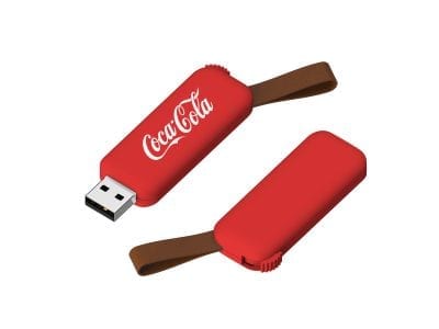 swivel red usb with leather strap