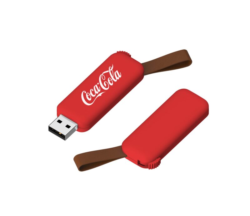swivel red usb with leather strap