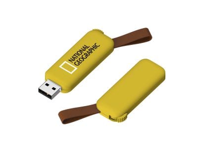 swivel yellow usb with leather strap