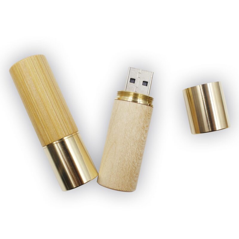 wooden capsule usb with copper trim